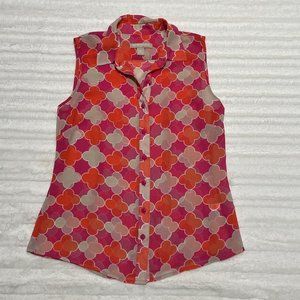 Banana Republic Women's Orange‎ Pink Sheer Sleeveless Top Size 4 or Small